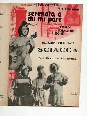 ITALY SPARTITO FILM BOCCACCIO PARTITION SERENATA A CHI MI PARE FUSCO GALDIERI - Photo 1/2