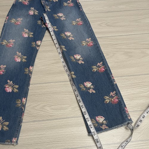 Gap Kids Girl’s 90’s Straight Floral Blue Denim Jeans Size 12 - Picture 9 of 11