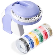 3D Embossing Label Maker with 6 Color Label Tapes 3/8" for Dymo Omega Xpress
