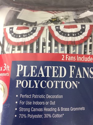 Large Size Pleated Fan 3ft x 6ft Annin Flagmakers Patriotic RED WHITE BLUE