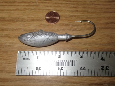 10 CUSTOM 3 oz Unpainted Fish Scale Jig Heads Striped Bass Fluke Cadnium Mustad