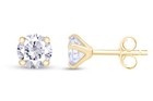 5mm Solitaire Stud Earrings Push Back Simulated Birthstone 10K Solid Yellow Gold