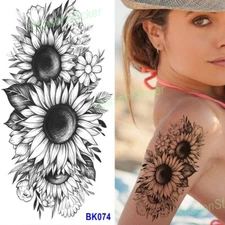 Sunflower Tattoo Rose Dragonfly Graphics Black Sketch Peony Daisy Flower Tattoo 