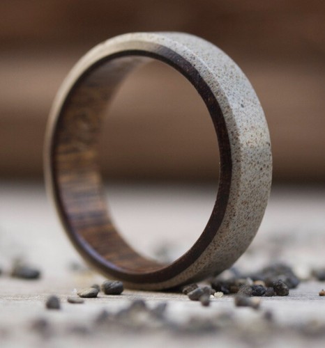 Concrete / Lapacho Wood Ring 10.5 Size LoretoRings Custom 6mm wide - Picture 2 of 7