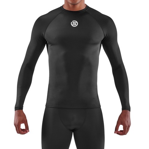 SUPER SALE | Skins Series-1 Mens Compression Long Sleeve Top (Black) - Picture 1 of 8