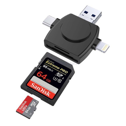 4 in 1 Fit iPhone/iPad/Android Type-C/USB/ SD TF Memory Card Reader Adapter AU - Picture 2 of 11