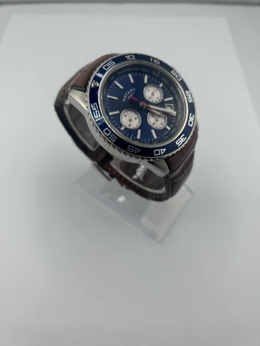 ROTARY GS03021/05 MENS AVIATOR CHRONOGRAPH TACHYMETER BLUE DIAL WATCH - Picture 3 of 3