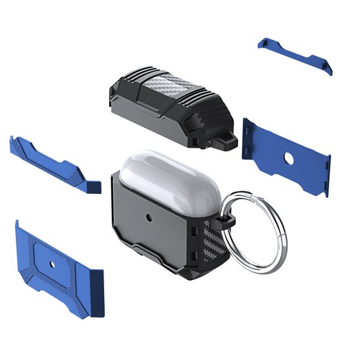 For AirPods 4th Gen 2024/AirPods 3/Pro 2 Rugged Case with Carabiner Keychain - Zdjęcie 4 z 15