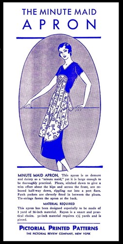 Pictograph The Minute Maid Bib APRON Roaring 20's Pattern 1 YARD Unprinted! - Picture 1 of 7