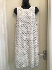 Springfield Size XL White Lace Dress Knee Length Lined A Line Shift Dress BNWT
