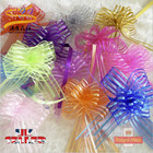 Large 5 pieces 50MM Pom Pom Bow Organza Ribbon Pull Bows Wedding Party Gift Wrap