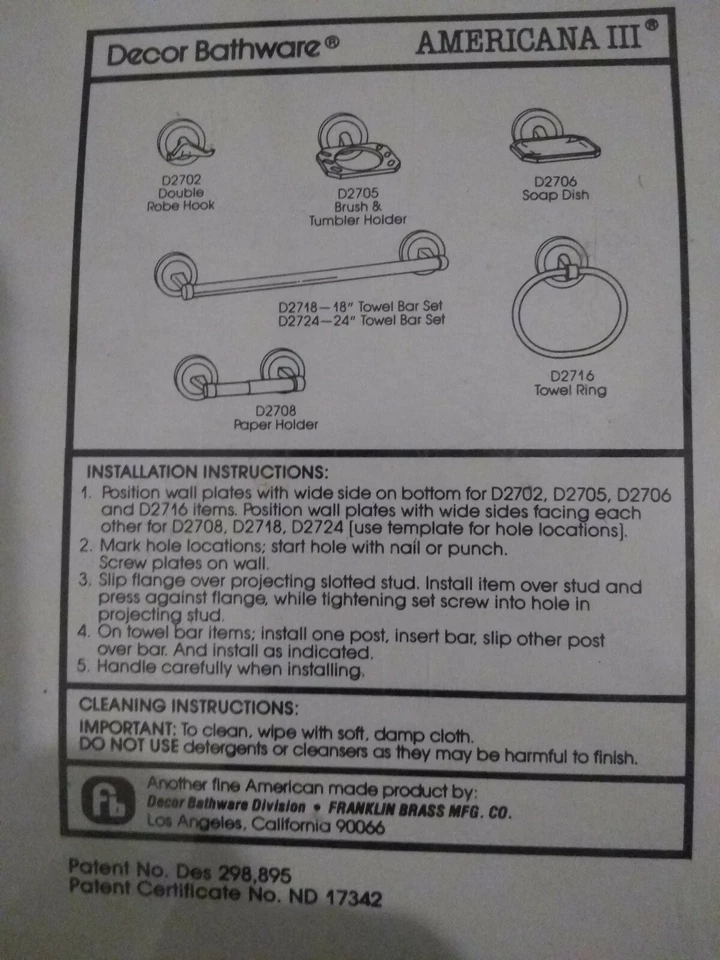 Anillo de toalla Franklin Latón Americana III de latón macizo y blanco (NIP) Foto 2 de 4