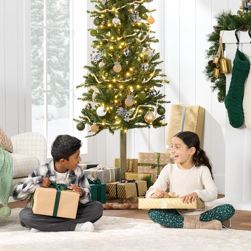 Pencil Christmas Tree 6Ft Pre-Lit Alpine Slim Holiday Decoration, Lighted Skinny - Picture 4 of 8