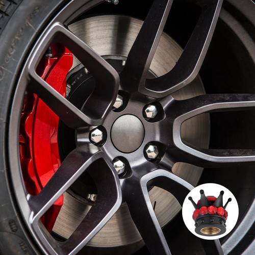 4pcs Crystal Crown Car Practical Tire (Black, Red) crown cap - Picture 5 of 12