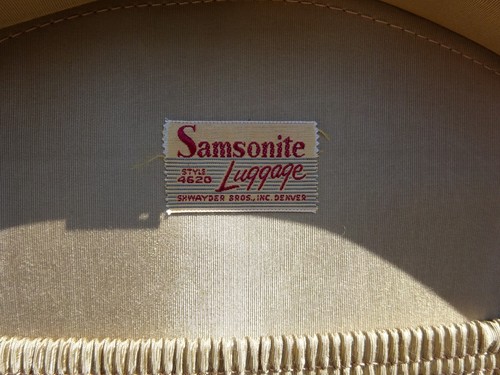 Vtg 18” Samsonite Luggage 4260 Round Train Hat Box Suitcase Tan BEAUTIFUL 1940s - Picture 4 of 4