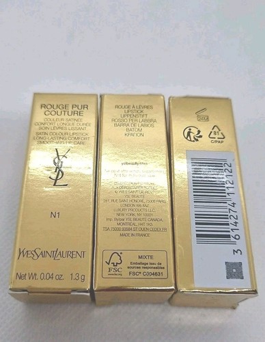 3x Yves Saint Laurent YSL Rouge Pur Couture Lipstick MINI N1 BEIGE TRENCH Boxed - Picture 2 of 6