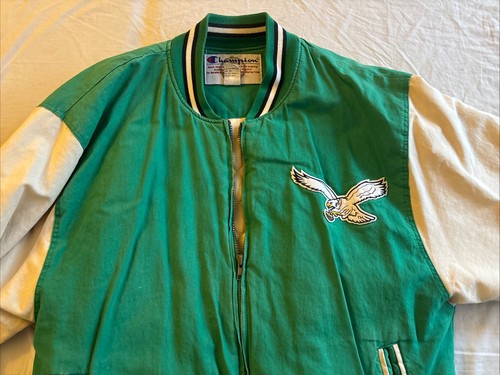 Chaqueta Universitaria Bombardero Cremallera Completa Campeón Philadelphia Eagles Años 90 De Colección Rara M - Imagen 2 de 14