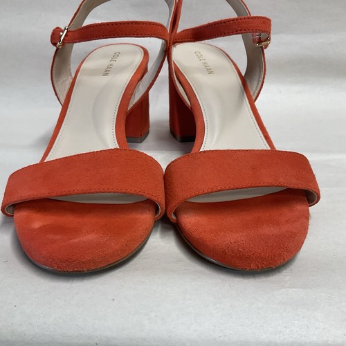 Sandali con tacco a blocco Cole Haan in pelle scamosciata arancione misura 7,5 - Foto 4 di 13