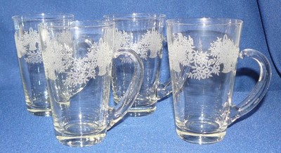Four Morgantown Drake Hotel Handled Lemonade Iced Tea Tumblers