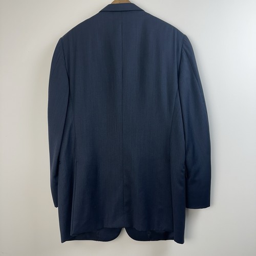 Traje Ermenegildo Zegna Para Hombres 52R Azul Marino Rayas Lana Neiman Marcus Traveller - Imagen 2 de 15