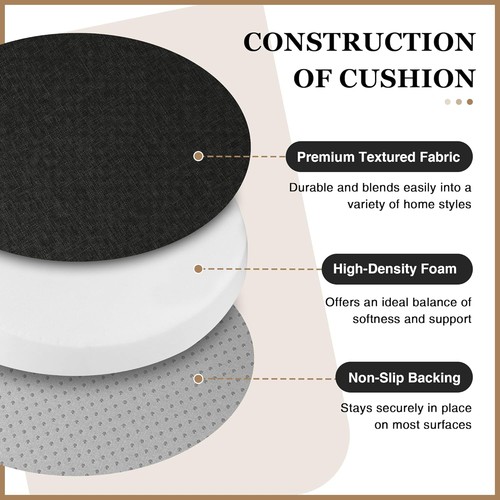 Round Seat Cushion Chair Pad Circle for Bar Stools 16 Inch for Kitchen Dining... - Picture 2 of 9