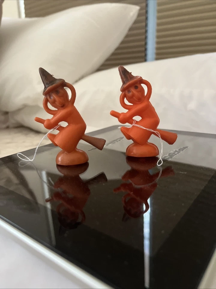 Molde soplado vintage adorno de pastel bruja naranja Halloween Foto 2 de 2