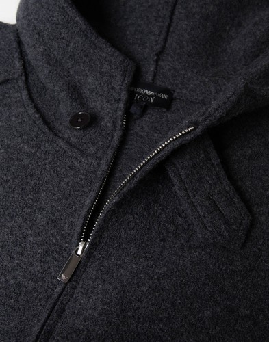 RRP €520 EMPORIO ARMANI ICON Wool Felt Jacket Size M Unlined Zip Hooded  - Picture 9 of 12