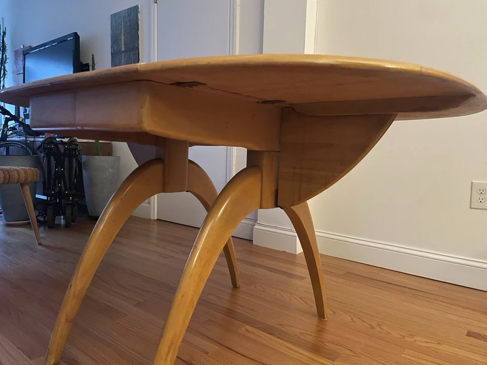 Mesa de comedor moderna de mediados de siglo Heywood Wakefield Wishbone hoja caída mariposa Foto 4 de 4