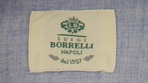 $500 Luigi Borrelli Blue Solid Shirt - Slim - (LB1227248) - Picture 4 of 4