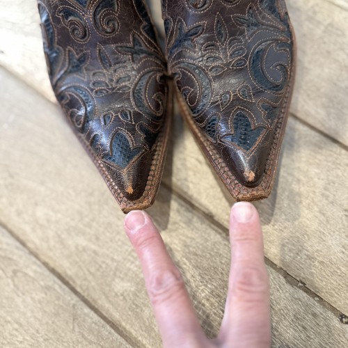 Botas Corral para mujer talla 8 marrón envejecido vaquero occidental punta corta incrustación 70797 - Imagen 19 de 24