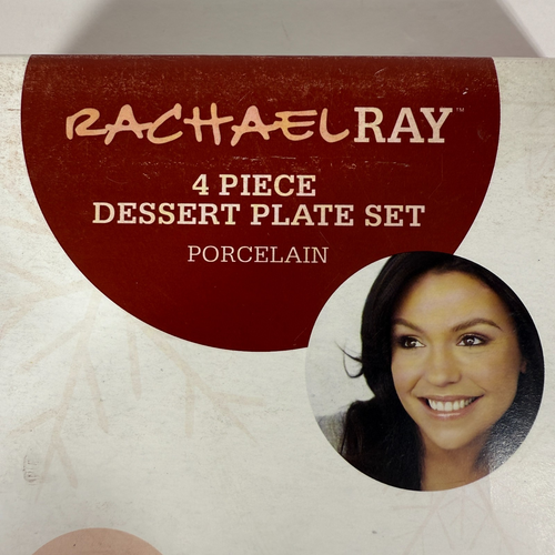 Rachael Ray Holiday Hoot 4 Piece Dessert Plate Set Porcelain Dinnerware NEW - Picture 4 of 10