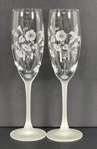 Vintage Avon Kolibri Sammlung Kristall Champagnerflöte 2er Set, 8 5/8"h - Bild 1 von 10