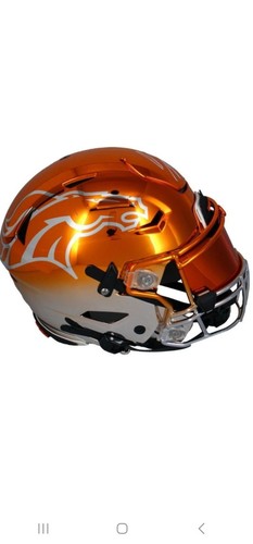 Von Bo Nix signierter Denver Broncos Orange Custom Chrome SpeedFlex Helm Beckett - Bild 2 von 3