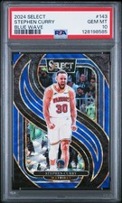 2024 PANINI SELECT BLUE WAVE #143 STEPHEN CURRY 24/75 PSA 10