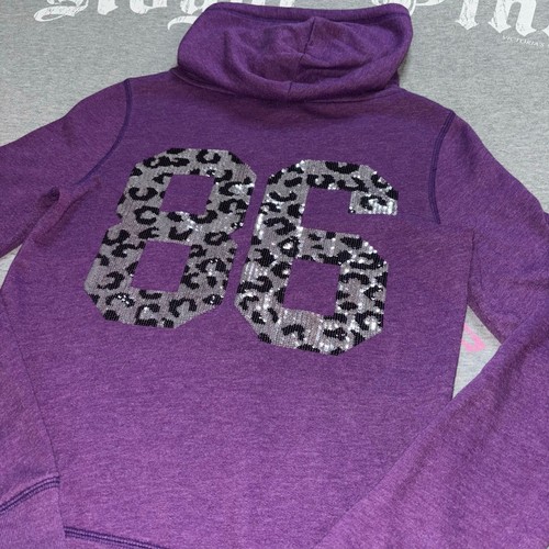 Victorias Secret PINK Cheetah Leopard Animal Print Sequin Bling Full Zip - LG - Picture 6 of 9