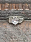 Vtg Sterling Silver 925 Oval Cubic Zirconia with Side Baguettes Stones 925 Sz 7