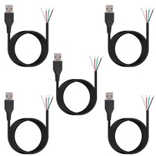 5 PCS 3FT 28AWG USB 2.0 Male 4Pin Pigtail Date Cable Bare Wire Open End