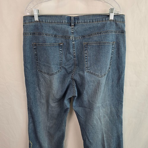 Jeans Avenue Blues donna 18 blu lavaggio medio ricamato gamba larga - Foto 8 di 18
