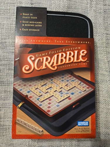NEU Scrabble Spiel Folio Edition TRAVEL mit Reißverschluss Etui + Snap-In Fliesen + Etui