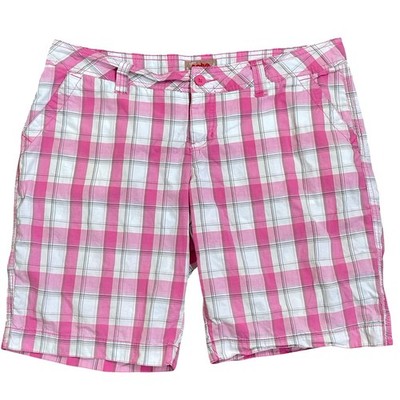Vintage No Boundaries Plaid Bermuda Shorts Womens 15 Pink Checkered Y2K Skater