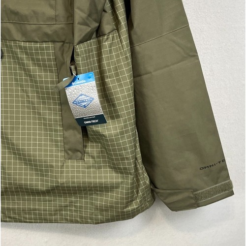 COLUMBIA Buckhollow Jacket Mens XL Green Omni-Shield Vented Waterproof Hood - Picture 9 of 13