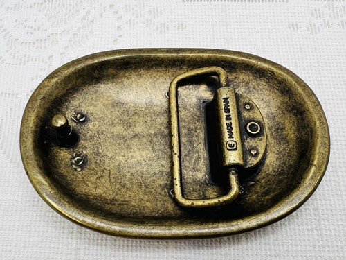 Vintage Heavy Solid Brass Art Retro Boho Hippie 70s Belt Buckle Made In Spain - Picture 5 of 5
