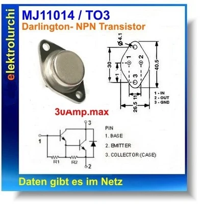 MJ11014 – NPN Darlington Transistor – 90V / 30A / 200W – SGS-THOMSON, TO-3, 1St. - Bild 1 von 2