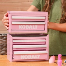 Kobalt Mini Toolbox 2 & 3-Drawer Top And Base Pink Steel Tool /Jewelry Box 