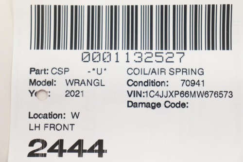 2018 - 2023 JEEP WRANGLER FRONT RIGHT OR LEFT SIDE COIL SPRING OEM 68253660AD - Foto 9 di 9