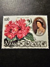 TIMBRE NIUE POLYNESIE FLORE FLEURS REINE ELIZABETH II NEUF ** LUXE MNH 1985