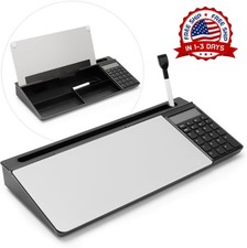 Escritorio de vidrio con pizarra blanca y calculadora con almacenamiento NEW US