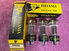 3 NOS Sylvania 5V4GA 5V4 Rectifier Vacuum Ham radio amplifier receiver Tube
