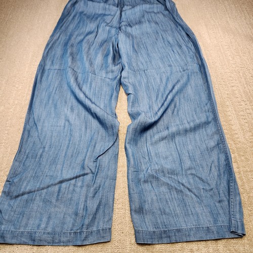 Lands End Wide Leg Pants Women 16W Chambray Blue Soft Indigo Tencel High Rise  - Picture 11 of 12