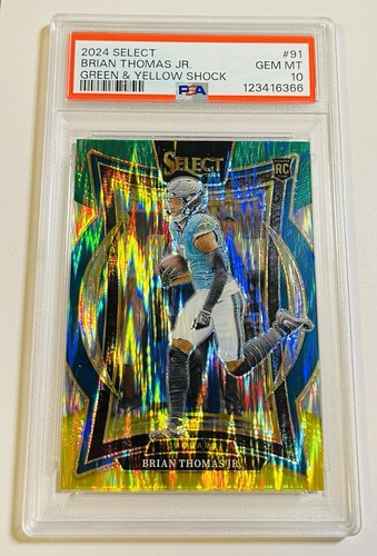 Tarjeta de novato Brian Thomas Jr Select verde y amarillo Shock #91 PSA 10 Jaguars - Imagen 1 de 2